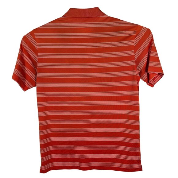 Nike Golf Tour‎ Performance Men's Medium Orange Striped Dri-Fit Polo Shirt - Picture 3 of 5